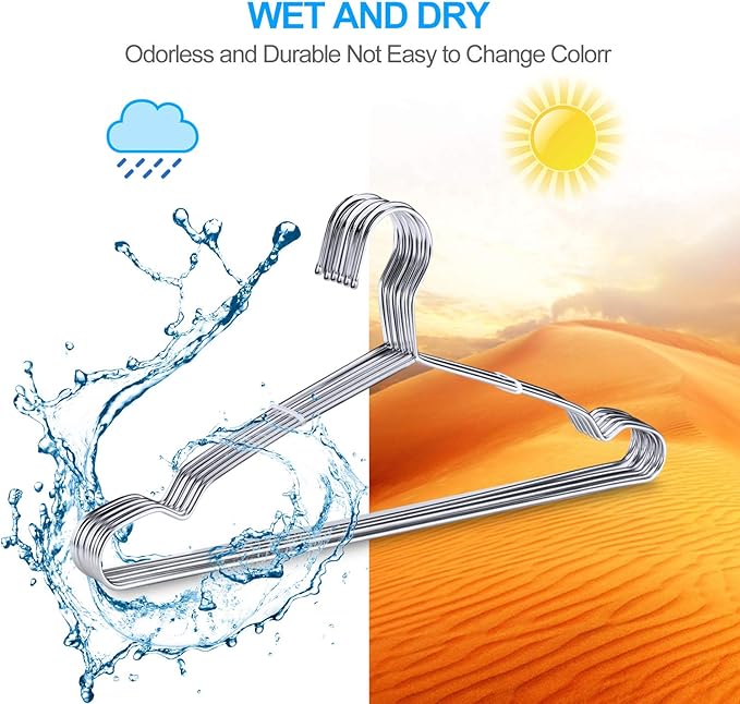 TIMMY Clothes Hangers 50 Pack Heavy Duty Stainless Steel Metal Hangers-16.5 Inch Ultra Thin Space Saving