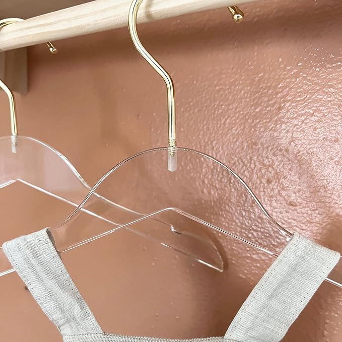 20 Pack Clear Acrylic Children's Hangers for Kids, Baby, Toddler, Infant Clothes Closet - Premium