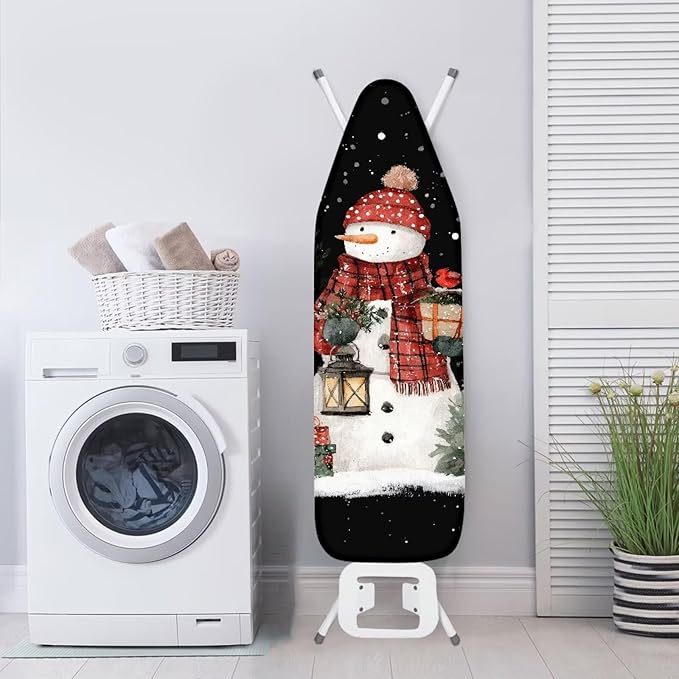 SEANATIVE Christmas Snowamn Ironing Board Cover and Pad Soft Stretchy Iron Pad Covers Home Decorative Ironing Board Replacement Covers