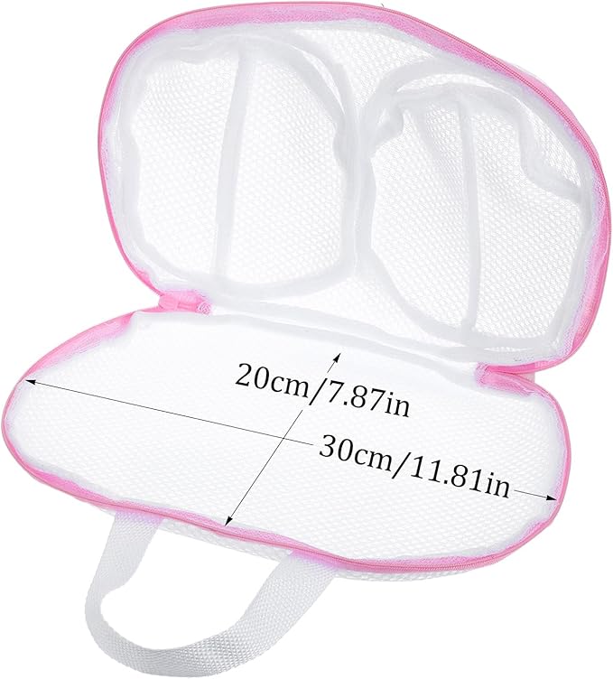 2 Pcs Bra Laundry Bags for Washing Machine 11.8'' x 7.8'' Lingerie Wash Bags with Zipper Reusable Bra Washing Bag 3D Delicates Protector for Bras Socks Swimsuits(Gray, Pink)