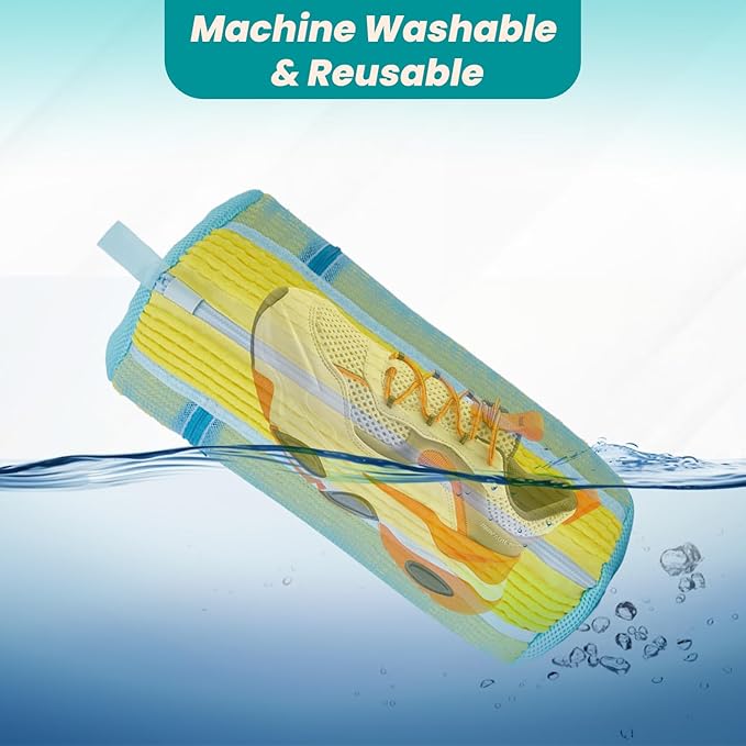 Shoe Washing Machine Bag Durable Shoe Laundry Bags for Sneakers Reusable 2pc With Invisible Zipper Shoes Cleaning Bags 360° Deep Clean for All Shoes Types