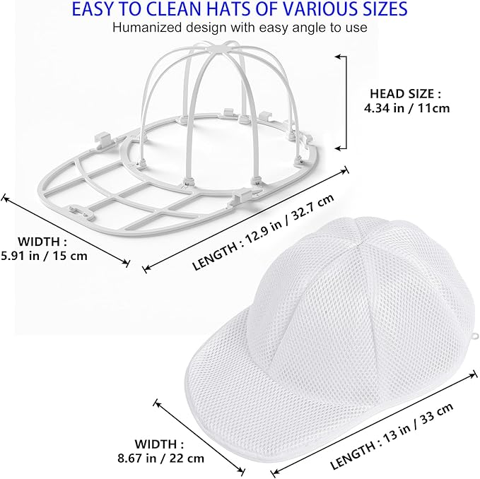 Haiou 2-Pack Hat Washer Cage Hat Washer Compatible with Washing Machine & Dishwasher for Baseball Caps (White)