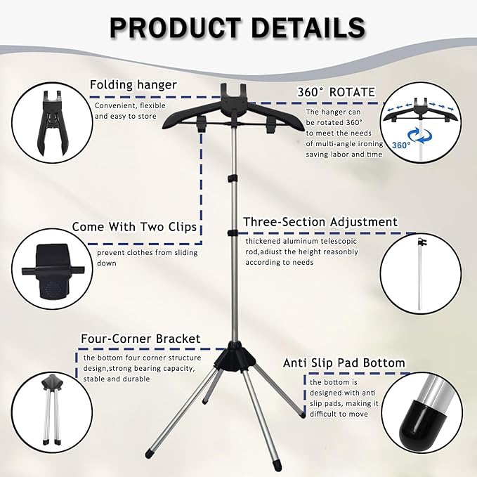 Steamer Stand Rack For Clothes Handheld Garment Hanger For Steaming Clothes Foldable Hanger Holder Stand Garment Steamer Accessories For Homes Clothing Stores & Hotels