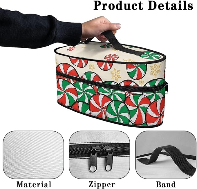 Iron Storage Bag with Zipper Handle Decorative Colorful Steam Iron Storage Case Fits Traveling Outing, Christmas Candy Snow