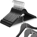 TOPIA HANGER Black Wooden Hangers 30 Pack, Space Saving Coat Hanger with 360° Swivel Cascading Loop Hook, Non Slip Pants Bar and Shoulder Notches for Camisole, Jacket, Suit, Clothes Hangers -CT74B30