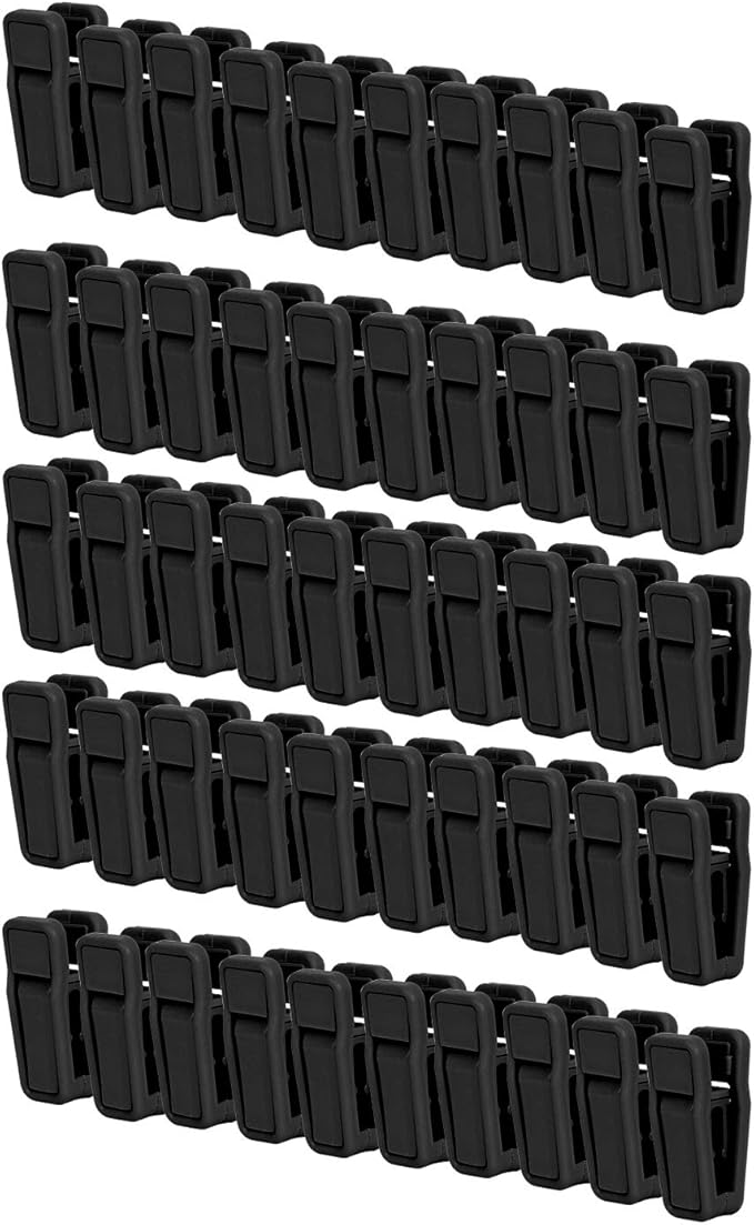 KINJOEK 100 Packs Plastic Finger Clips for Hanger Clothespins Strong Pinch Grip Clips Multi-Purpose for Slim-line Clothes Pants, Black