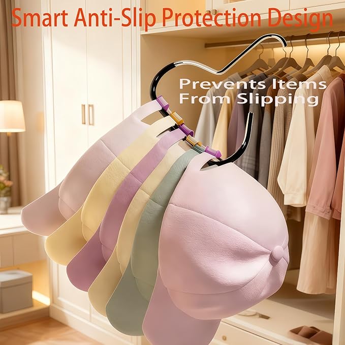 Durable Steel Hangers Maximize Closet Space with Versatile Storage, Hat Organizer Durable Stainless Steel, Durable Steels Hangers for Caps, Ties, Scarves, Clothes (White,8pcs)