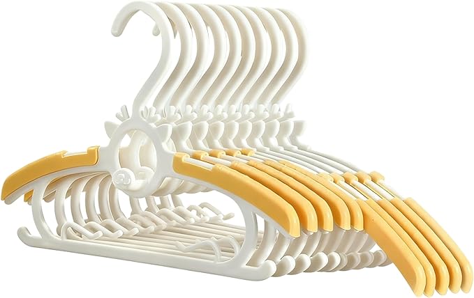 Baby Kids Clothes Hangers, 10 Pack Toddler Infant Nursery Childrens Hanger for Closet, Plastic Adjustable Stackable Hangers for Baby Clothes