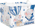 Sleeping Animals Baby Laundry Hamper Collapsible Clothes Kids Storage Basket Large Boys Girls Gift Toy Box Bin for Nursery, Elephant, 36L