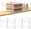 Clear Shelf Dividers for Closet, 4 Pack Plastic Closet Shelf Organizer, Vertical Purse Organizer for Handbags, Clothes, Towels, Clear Closet Dividers for Wood Shelves, Kitchen, Bedroom, Office Storage