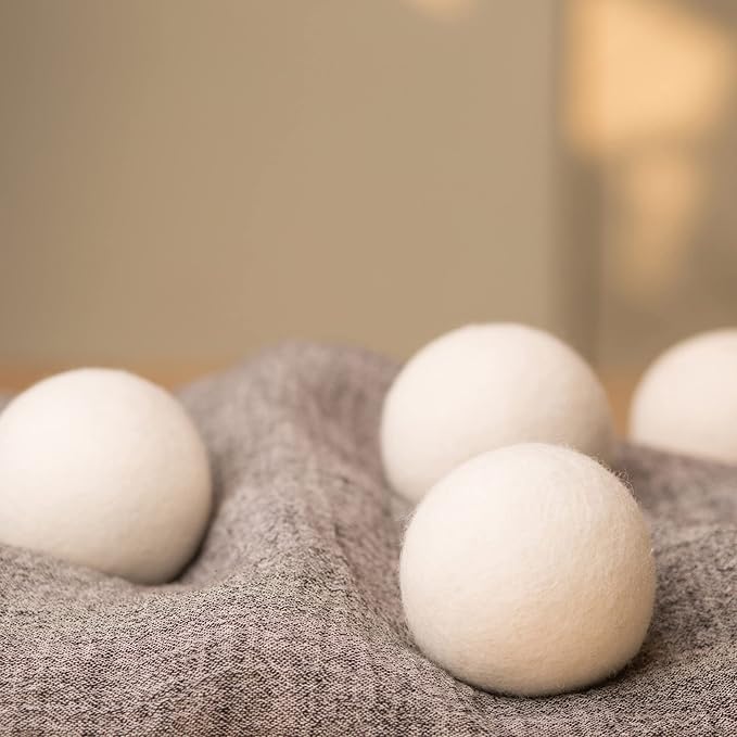 Wool Dryer Balls-Pack of 6 XL,Premium Reusable New Zealand Natural Fabric Softener,Saves Drying Time, Handmade,Upgraded Version(Made of The Latest Shearing)-3 Inch