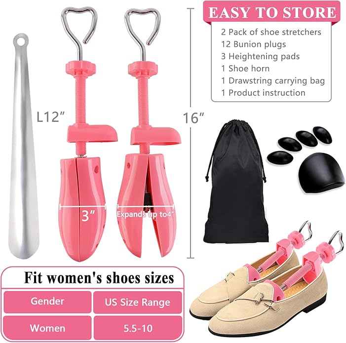 LANNEY Shoe Stretcher for Women & Men Wide Feet - Premium Shoe Expander Widener Stretch Length Width