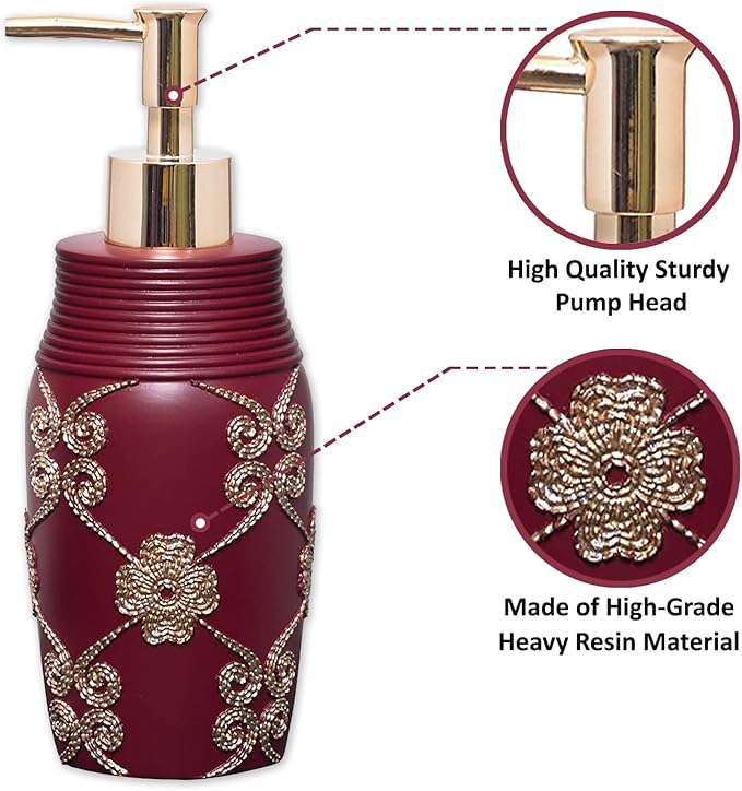 Zahari Home Elegant Rose Stylish Soap Dispenser Set - Modern Print Design for Kitchen and Bathroom - Lotion Pump, Dish Soap, Hand Sanitizer, Hand Soap - Cute and Practical