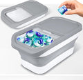Skywin Grey Modern Expandable Laundry Pod Container, 16.2 x 9.8 x 7.9 In, Holds 11 Pounds OR 120-150 Pods
