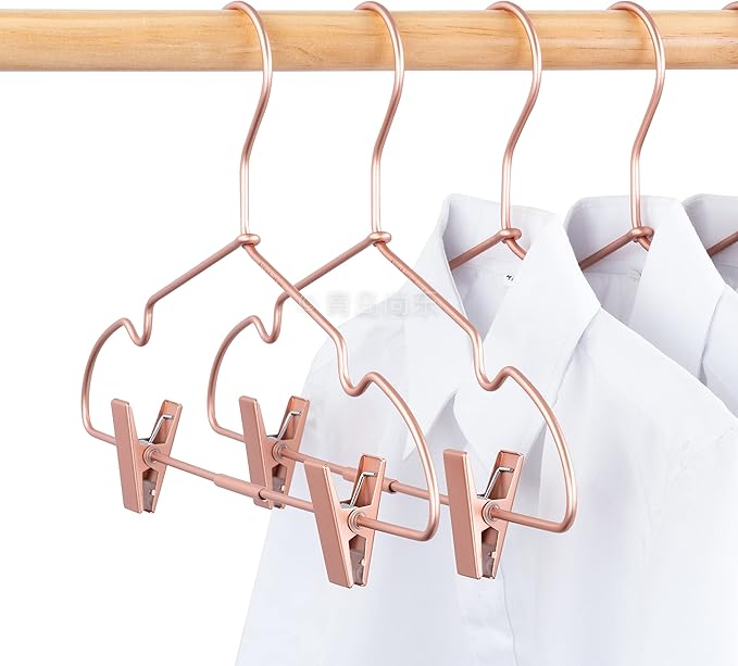 Metal Hangers Baby Clothes 12.5" Rose Gold Clips Hanger Children Kids Pants Hanger Display and Storage 10Pack