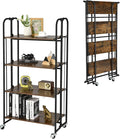 Giantex Foldable Storage Shelves with Wheels, No Assembly 4-Tier Rolling Cart, 2 of The Wheels Have Locks, Microwave Utility Cart Baker Rack, Portable Storage Rack w/Metal Frame, for Kitchen, RV