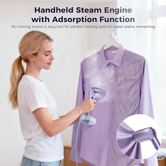 Vacuum Steamer for Clothes, 3500Pa Suction Handheld Clothes Steamer,Multiple mode adjustment，Portable Travel Steamers for Clothes, Steaming & Ironing 2 in 1，400ml Water Tank (for 110-120V)