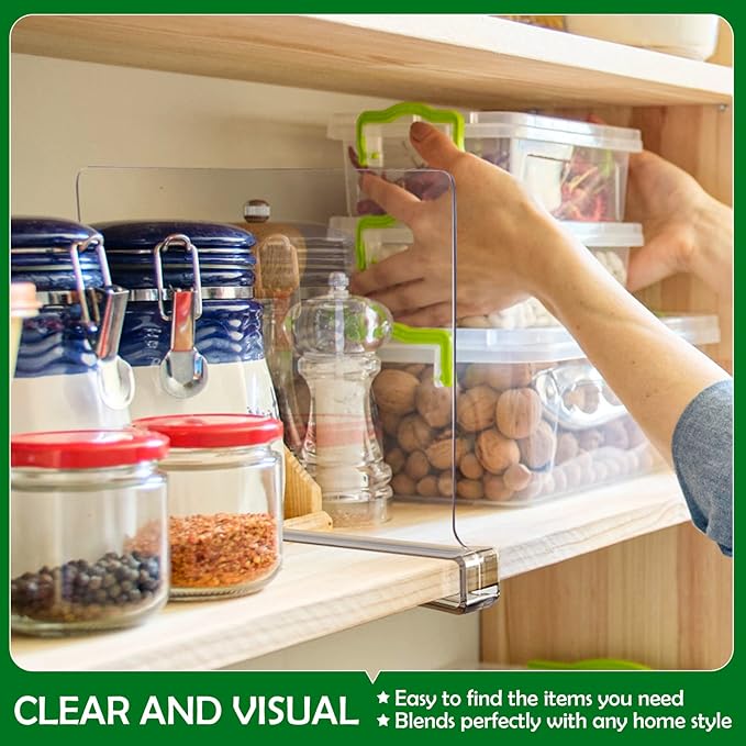 Consevisen Shelf Dividers for Closet Organization and Storage, 12 Pack Acrylic Clear Closet Shelf Dividers for Wood Shelves, Vertical Sweater Handbag Purse Organizer for Bedroom Kitchen Office