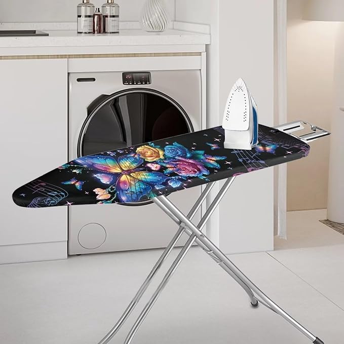 Waterproof Ironing Board Cover Buttefly Print Iron Board Cover with Padding 15x54 Inch Standard Size 54x16 inch Pressing Cloth for Ironing