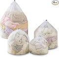 4 pcs Commercial Mesh Laundry Bag - Sturdy Mesh Material with Drawstring Closure. Ideal Machine Washable Laundry Bag for Factories, College, Dorm and Apartment Dwellers(4Set-M,L,XL,XXL)