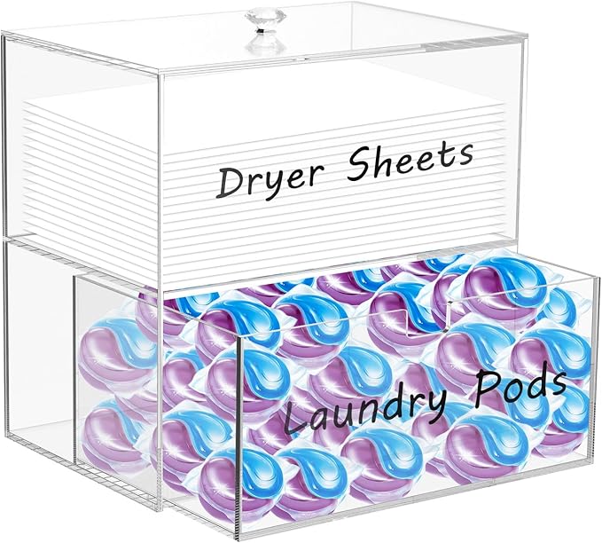 Acrylic Laundry Bead Storage Box, Dryer Sheet Holder, Acrylic Dryer Sheet Container Box for Laundry Room Organization