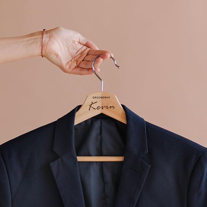 Personalized Bridal Hangers for Wedding Dress Wedding Hangers Custom Coat Hanger Wooden Clothes Hangers Gifts with Any Name & Date for Bride Groom Groomsman Father of The Bride Groom(Design1)