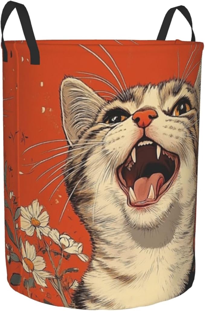 Cute Cat Print Laundry Basket For Storage Bins Gift Baskets Bedroom Clothes Hamper