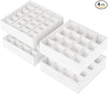 Joyoldelf Drawer Organizer 4 Pack - 2 x 24 Cell + 2 x 16 Cell Closet Organizers and Storage Dividers for Socks, Handkerchiefs, Ties, Belts (White)