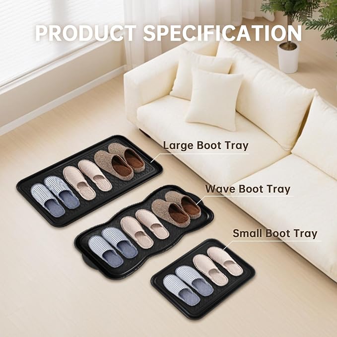 Boot Tray for Entryway, 9 Pack Waterproof Shoe Trays for Indoor Outdoor Use 30"x15" Durable Shoe Mat with Raised Edge, Non-Slip Tray for Boots, Pets, Garden & Muddy Shoes