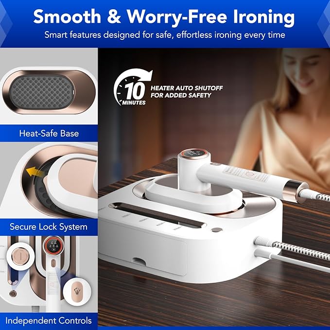2-in-1 Steam Station Iron – 1550W Turbocharged Steam for Clothes – 30s Heat Up, 3-Level Steam & Dry Ironing – 1.2L Detachable Tank, Ceramic Soleplate, Auto-Off & Self-Cleaning