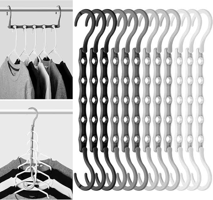 Mr. Pen- Space Saving Hangers for Clothes, 12 pcs, 4, Plastic Multi Clothes Hangers Space Saving, 5 Slots, 360° Rotating Hooks