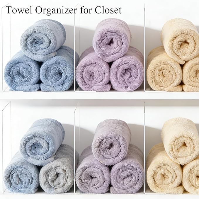 Shelf Dividers for Closet Organization: 12" Tall x 12" Deep Acrylic Shelf Dividers for Clothes Sweater Purse - Clear Closet Organizers and Storage Separators for Shelves, 8Pack