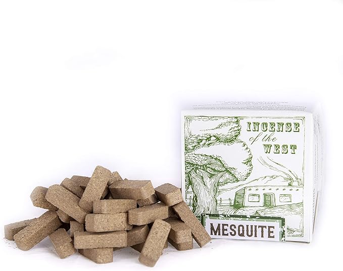Incienso de Santa Fe - Mesquite Natural Wood Incense Bricks Without Holder, 40 Count - Made in The USA