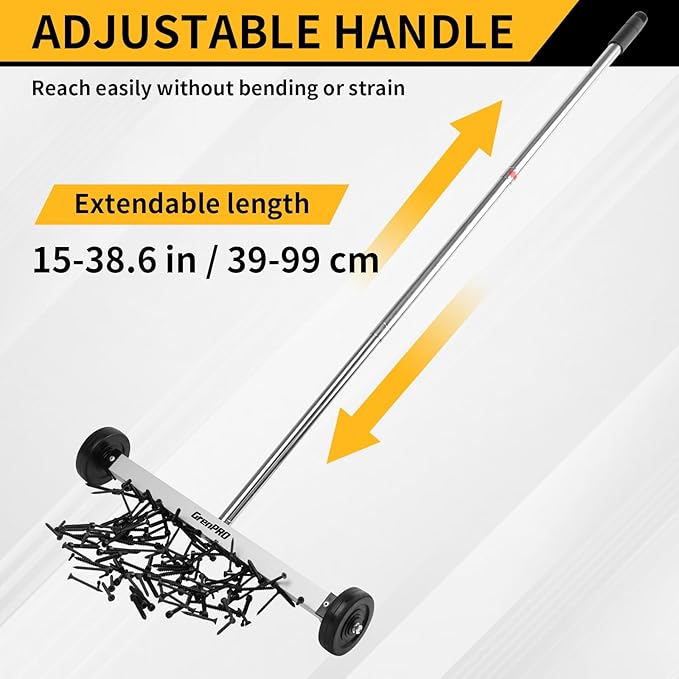 17" Rolling Magnetic Sweeper with Wheels,8.8 Lbs Pull Force,Telescoping Handle,2-Pack Includes Magnetic Pickup Tool for Construction,Workshop,Garage & Yard