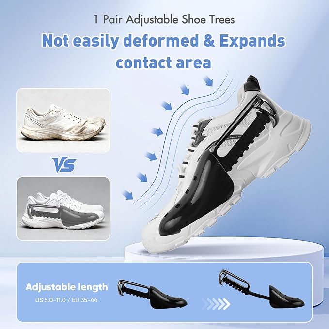 Shoe Washing Machine Bag for Washer and Dryer - Reusable Lint-free, Large Sneaker Laundry Bag for Tennis Home Shoe Washing Kit, Includes Shoes Trees to Prevent Deformation, Blue 2pcs