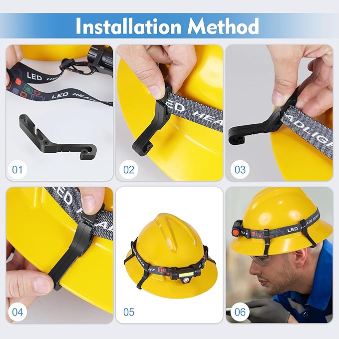 Hard Hat Light Clips Hard Hat Accessories for Headlamp Anti-Slip Stable Hardhat Headlamp Light Clips