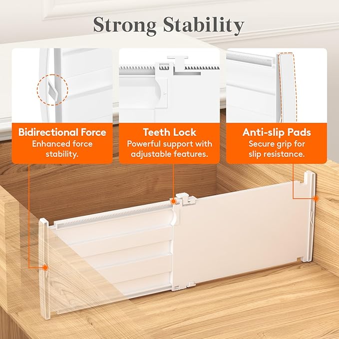 Lifewit 6" High 12 Pack Deep Drawer Dividers, 11.5-18.5" Expandable Clothes Divider for Drawers, Adjustable Dresser Drawer Organizers, White Drawer Separators for Dresser, Kitchen, Clothing