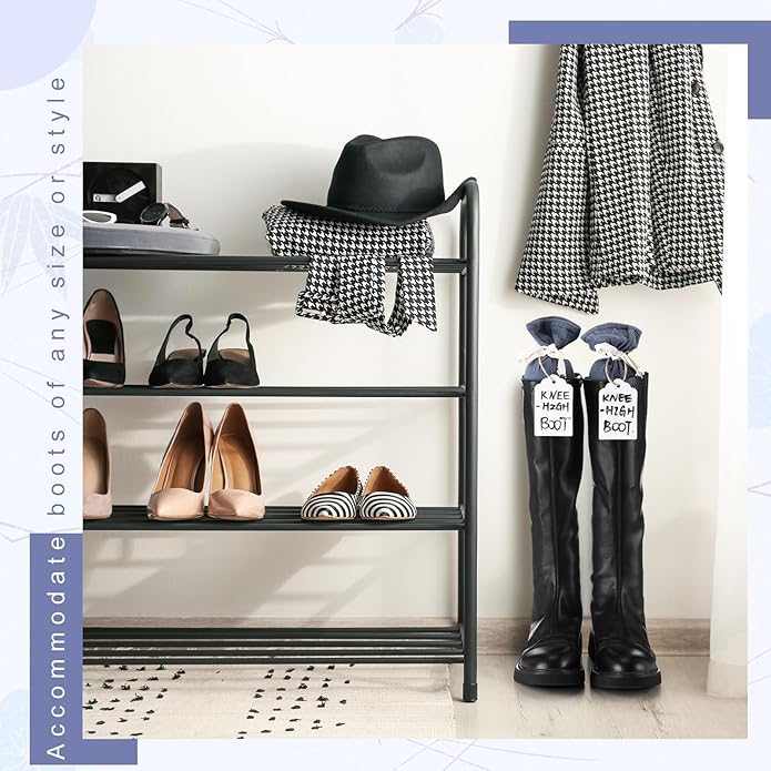 2 Pairs Boot Shaper Stands with 8 Labels Cotton Tall Boot Inserts for Closet Organization