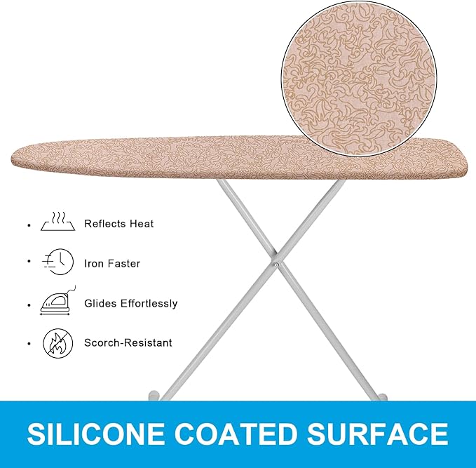 Dalykate 15x54 Ironing Board Cover and Pad with Elastic Edge and Scorch and Stain Resistant Thick Padding Ironing Board Covers 4 Fasteners and Protective Scorch Mesh Cloth