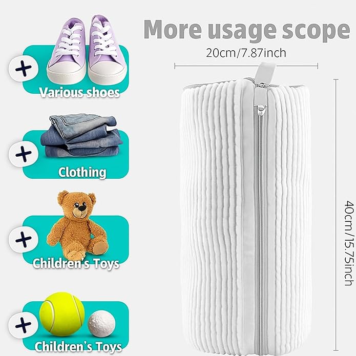 XXL Shoe Washing Machine Bag Set with Brush and Hanger, White Mesh Laundry Bags for Sneakers, 2 Pack