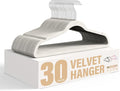 Simple Deluxe Velvet Hangers 30 Pack, Non-Slip Clothes Hangers with Shoulder Notches, 360° Swivel Hooks, Heavy Duty Coat Suit Hangers for Closet Space Saving, White