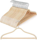 TOPIA HANGER Sleek Wooden Hangers with Non-Slip Rubber Grips, Sweater Hangers No Shoulder Bump, Lightweight Clothes Hangers 20-Pack, 360° Swivel Hook and Pants Bar-CT63N20