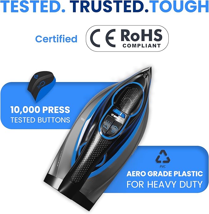Xabitat Luxury Cordless Iron | 1500W Steam Iron | Anti Drip | Thermal Protection Technology | Nonstick Ceramic Soleplate | 2-in-1 Cord/Cordless | Adjustable & Vertical Steam Controller | Auto Shut-Off