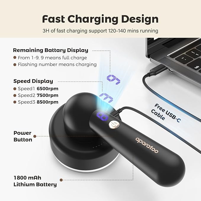 Fabric Shaver Lint Remover, Electric Lint Shaver with 3-Gears and 6-Blades, Sweater Shaver, Clothes Shaver, Fabric Pilling Remover, Fabric Shaver for Furniture, Electric Lint Remover for Clothes