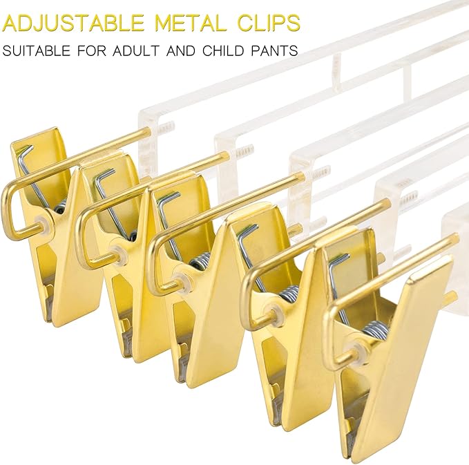 Besser Gold Clear Hangers 15 Pack,Acrylic Clothes Hangers,Skirt Dress Hanger with Gold Clips,Pants Hangers for Closet Storage