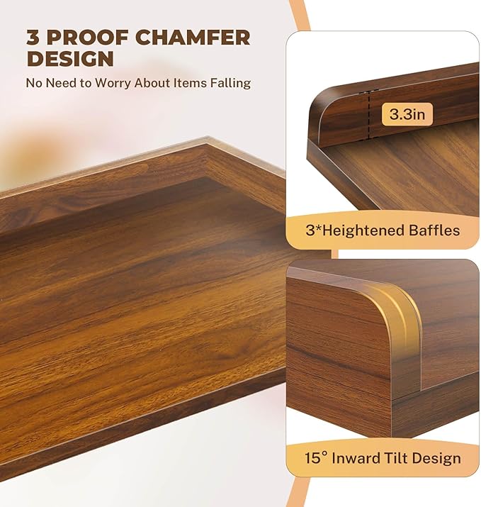 FAHKNS Washer Dryer Countertop - Wood Laundry Washer Dryer Topper with Anti-Slip Mat, 54" Width Waterproof Laundry Room Organization, Light & Save Space, Walnut