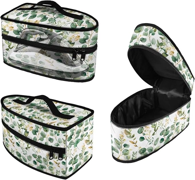 Green Leaves Iron Tote Case for Travel, Mini Steam Iron Dustproof Protective Carrying Bag Universal for Most Iron with Handle