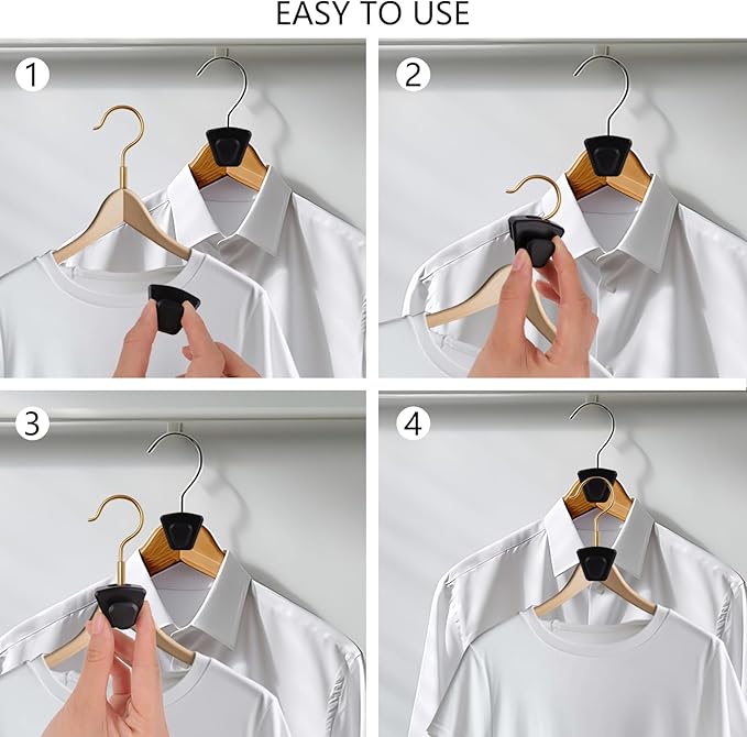 60 Pack Space Saving Hanger Hooks, Black Plastic Triangle Hangers, Connector Hooks for Closet Organizers and Storage in Dorms and Homes