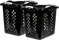 black laundry basket,plastic laundry basket with handles,Dirty Clothes basket for Bathroom, Apartment, or Dorm Room,Black,2 bushel, 2 pack