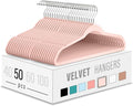 Velvet Clothes Hangers (50 Pack) Heavy Duty Durable Suit Hanger Vibrant Color Hangers Lightweight Space Saving Coat Hangers for Closet -Blush Pink